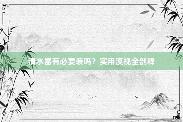 清水器有必要装吗？实用漠视全剖释